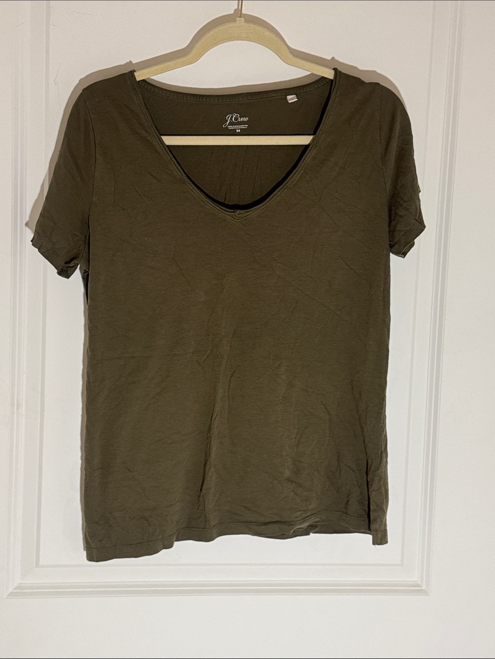 J. Crew Olive Green V-Neck Short Sleeve Tee